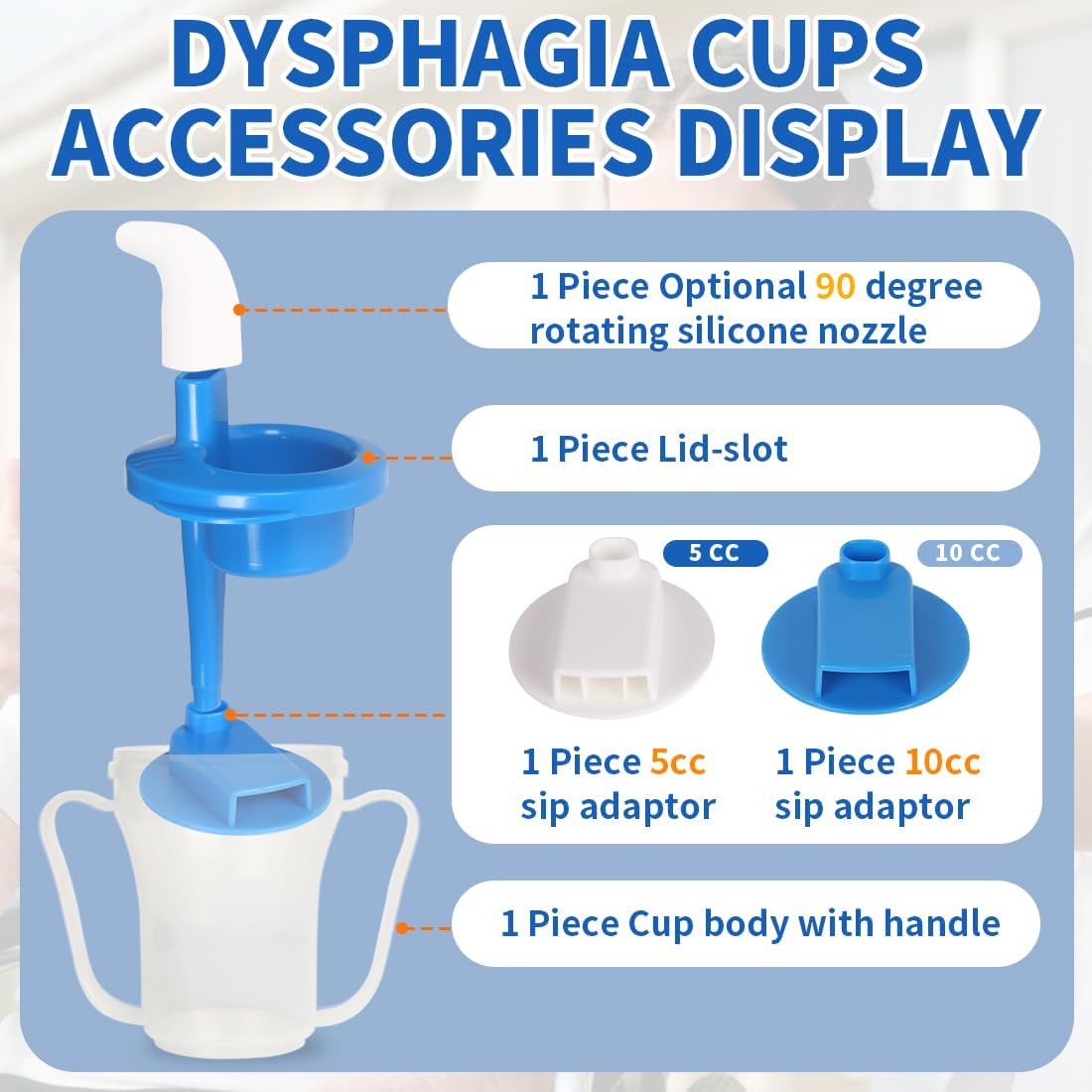 EZSLINGGLIDE Dysphagia Regulating Drinking Cup, Spill-Proof Adaptive Cup for Adults

