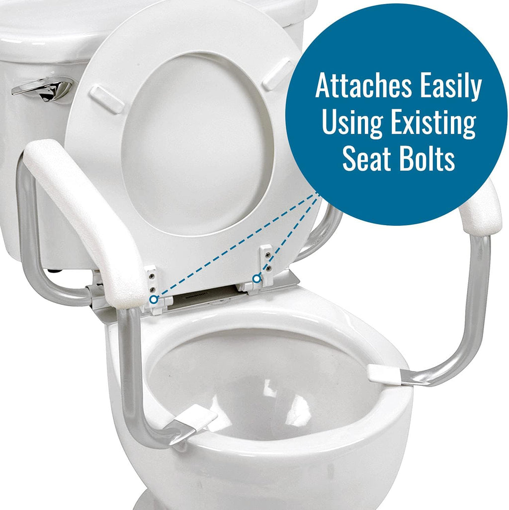 DMI Toilet Safety Rails Grab Handles with Aluminum Frame, Tool-Free Assembly

