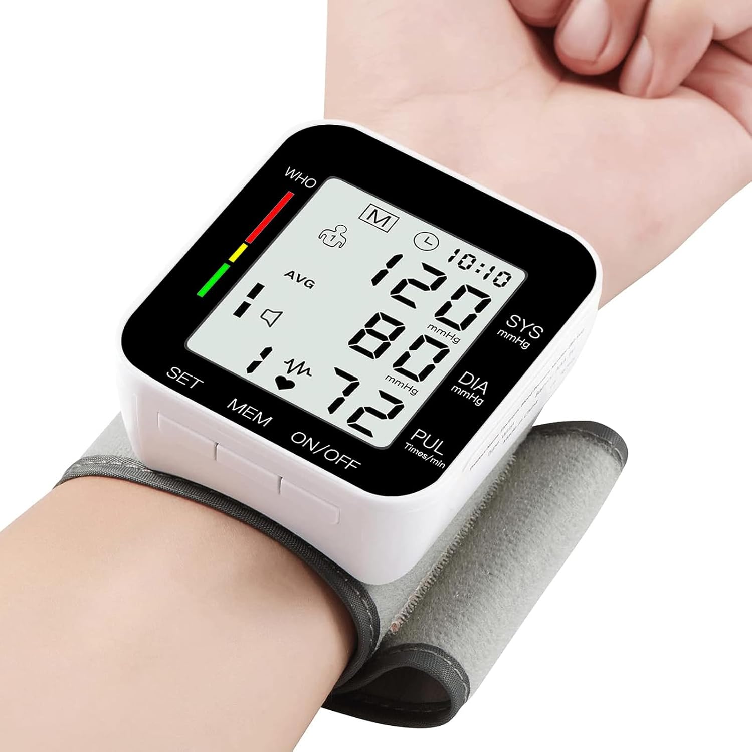 MMIZOO Wrist Blood Pressure Monitor Automatic Large LCD Display Adjustable Cuff

