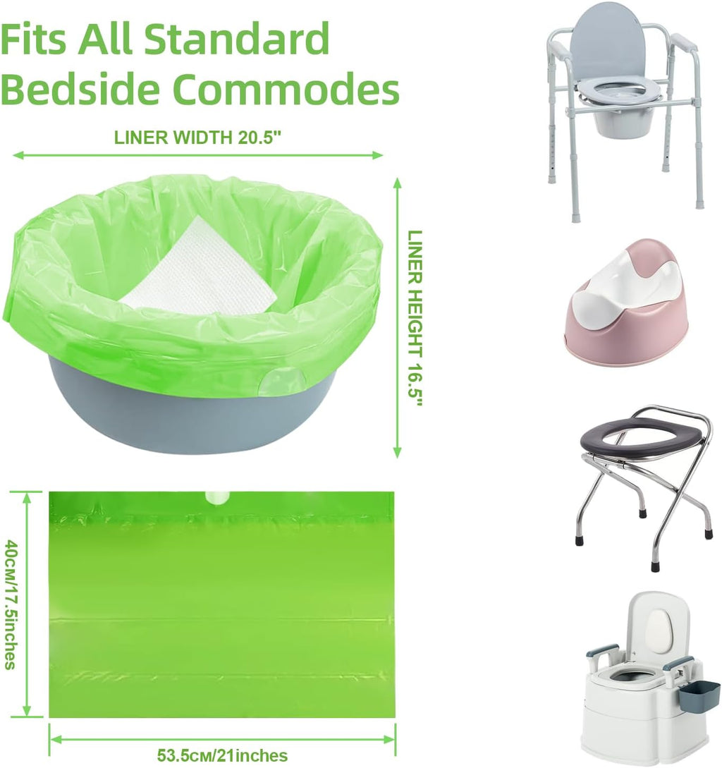 XUEPETT Commode Liners with Absorbent Pads, Disposable Leakproof Bags for Commode

