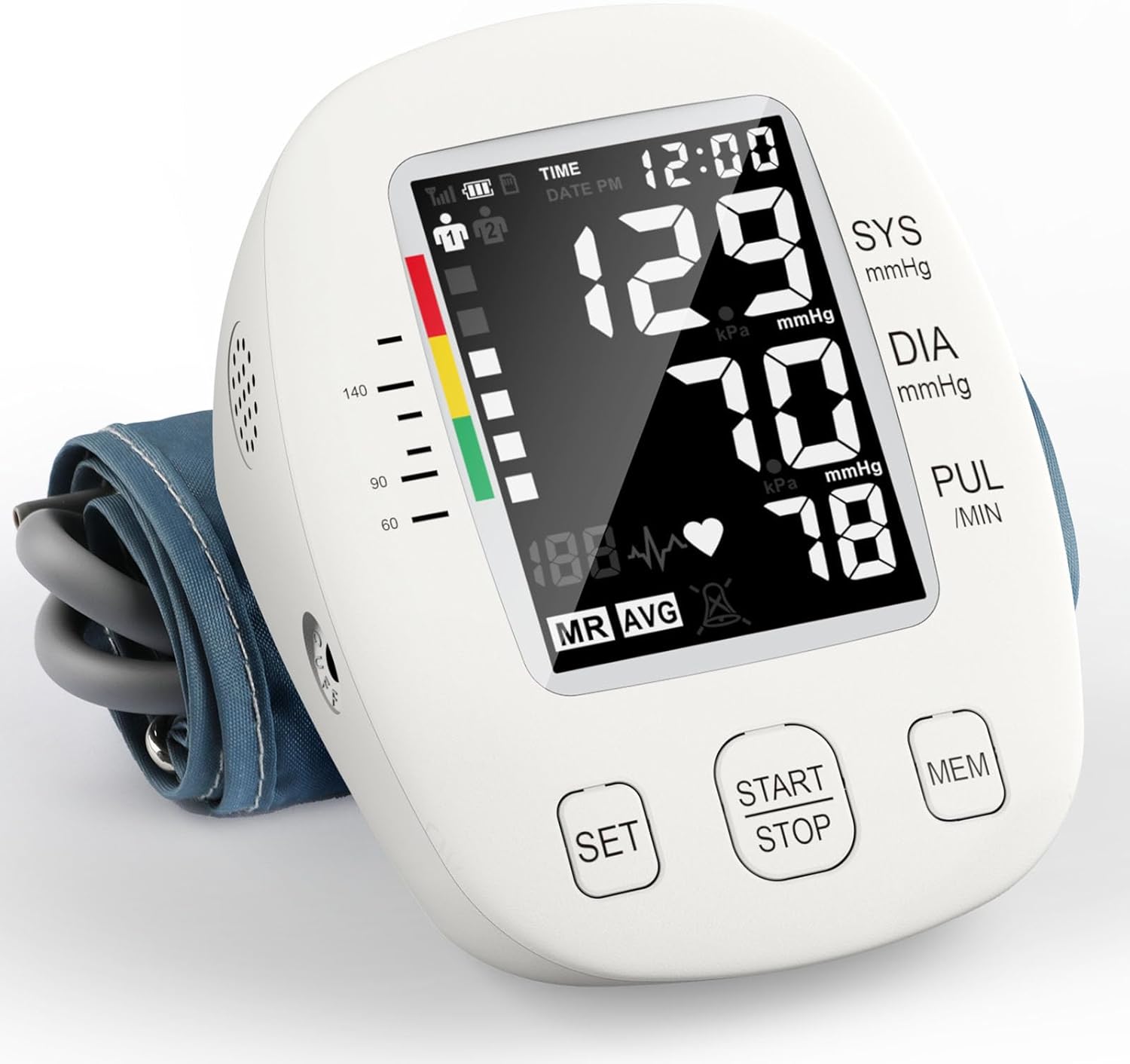Automatic Digital Upper Arm Blood Pressure Monitor with Adjustable Cuff and HR

