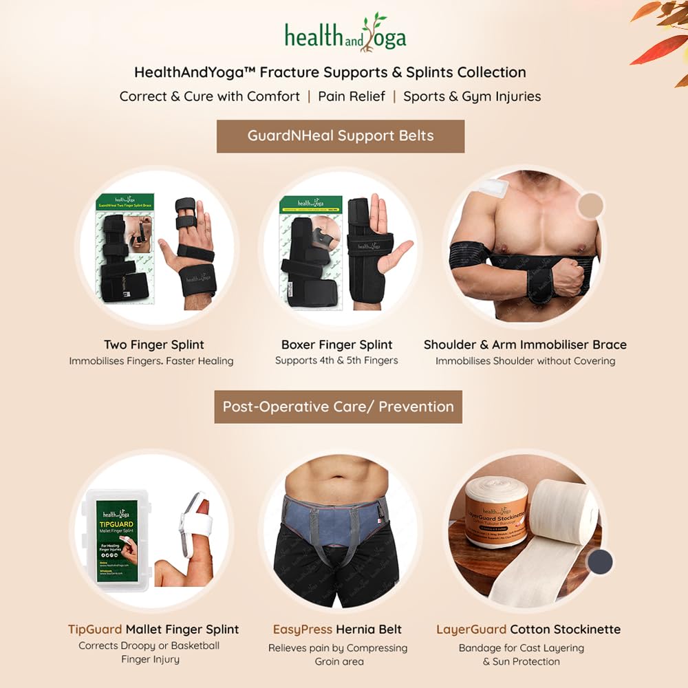 HealthAndYoga GuardNHeal Ulnar Gutter Boxer Splint for Pinky Finger Hand Brace

