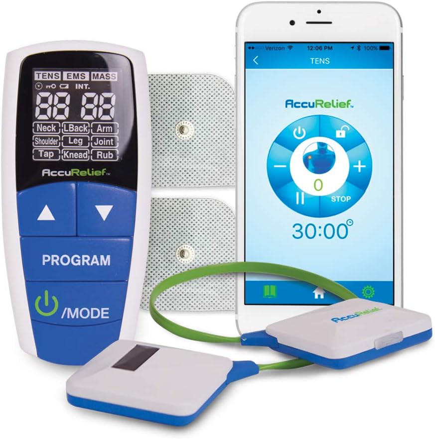 AccuRelief Wireless TENS EMS Muscle Stimulator with Remote and App Pulse Massager

