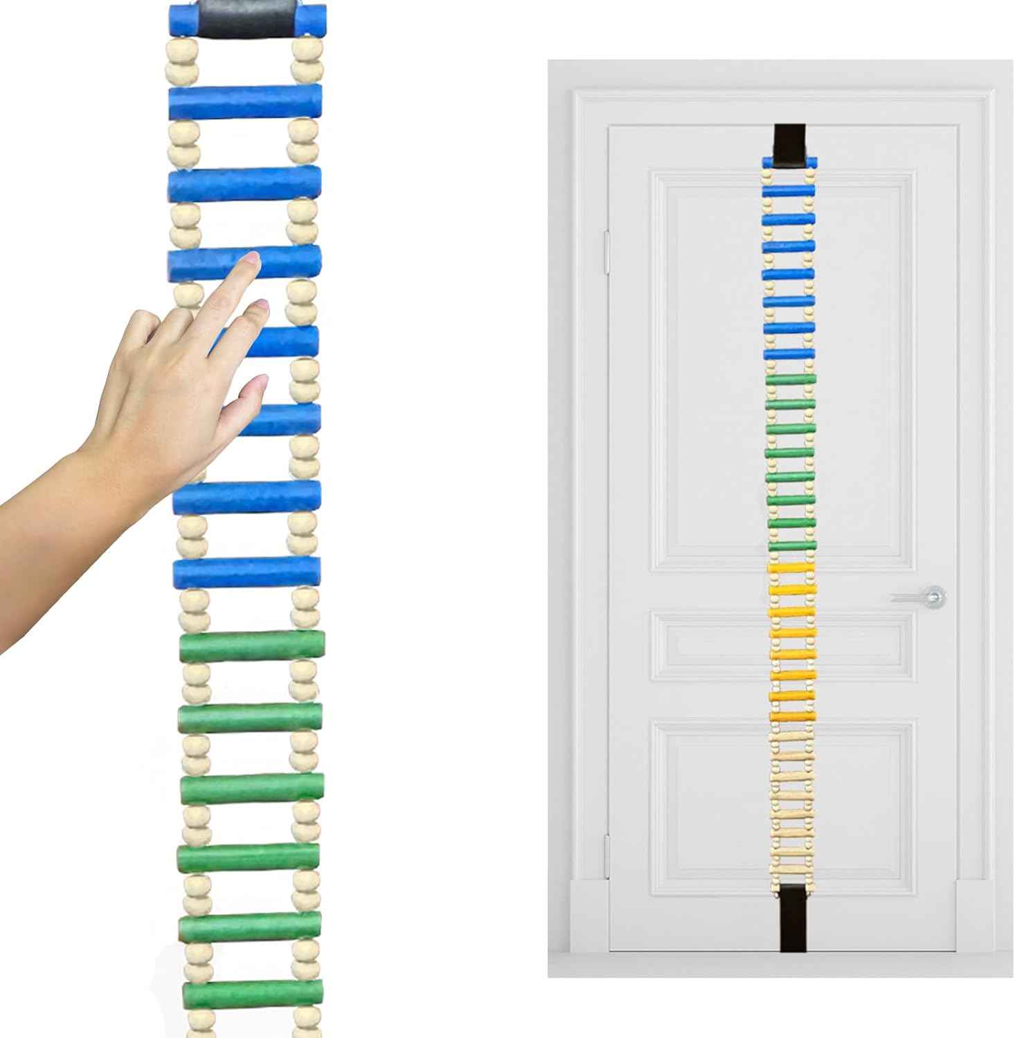 Portable Over-the-Door Wooden Finger Ladder for Hand Therapy and Joint Rehabilitation

