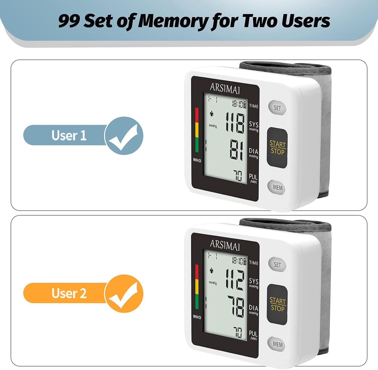 Automatic Wrist Blood Pressure Monitor with Large LCD and Irregular Heartbeat

