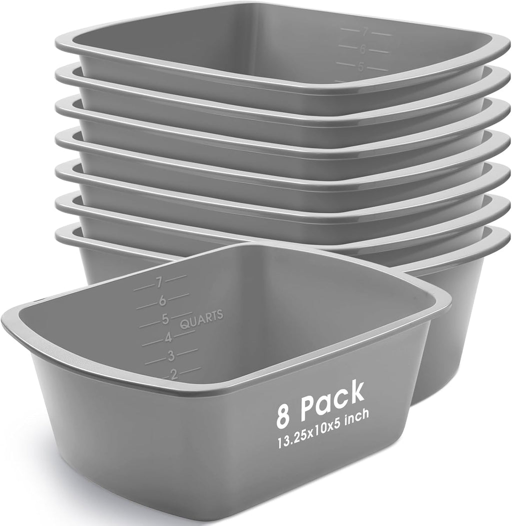 Honeydak 7-Quart Plastic Wash Basin Tub, Rectangular Graduated Cleaning Tub

