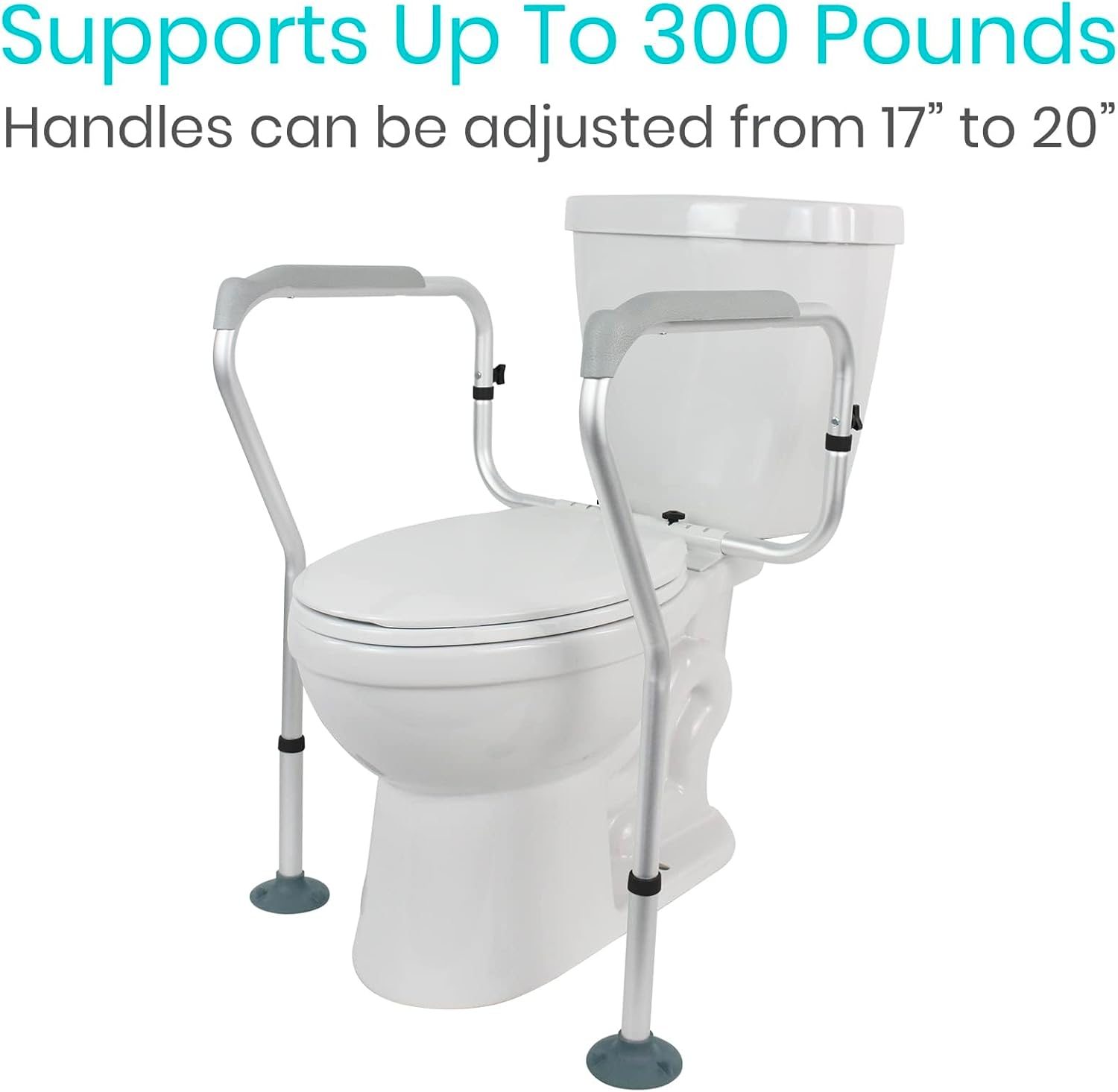 Vive Toilet Safety Rails for Seniors, Adjustable Grab Bars for Toilet

