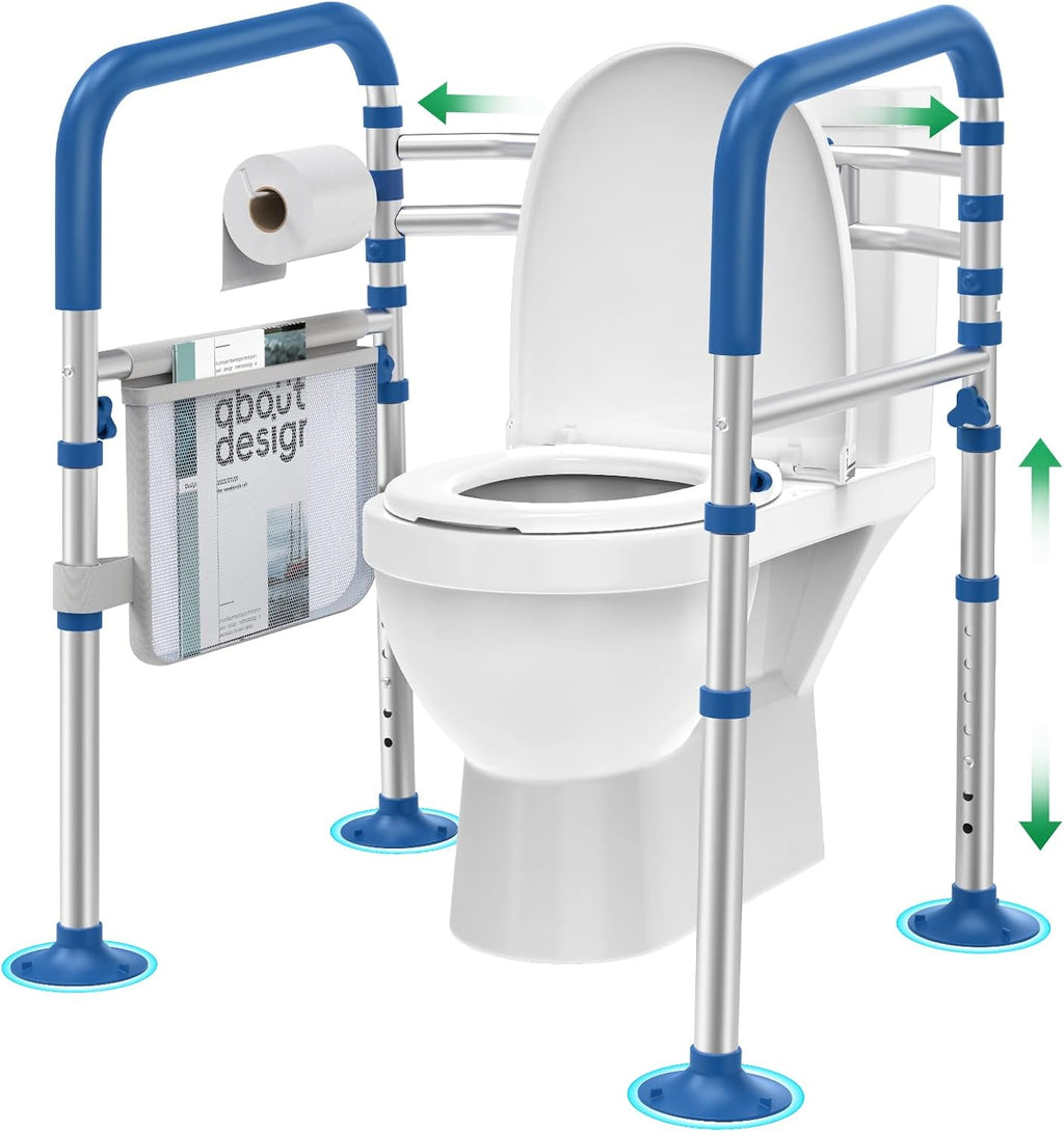 Loyoda Adjustable Foldable Toilet Safety Rails for Seniors, Elderly & Disabled

