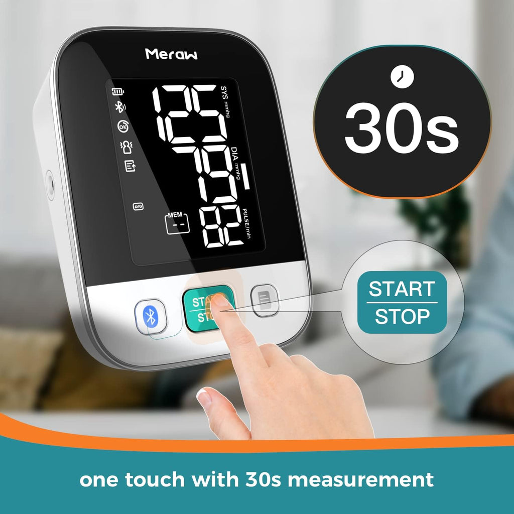 Meraw Automatic Upper Arm Blood Pressure Monitor with Bluetooth App Tracking

