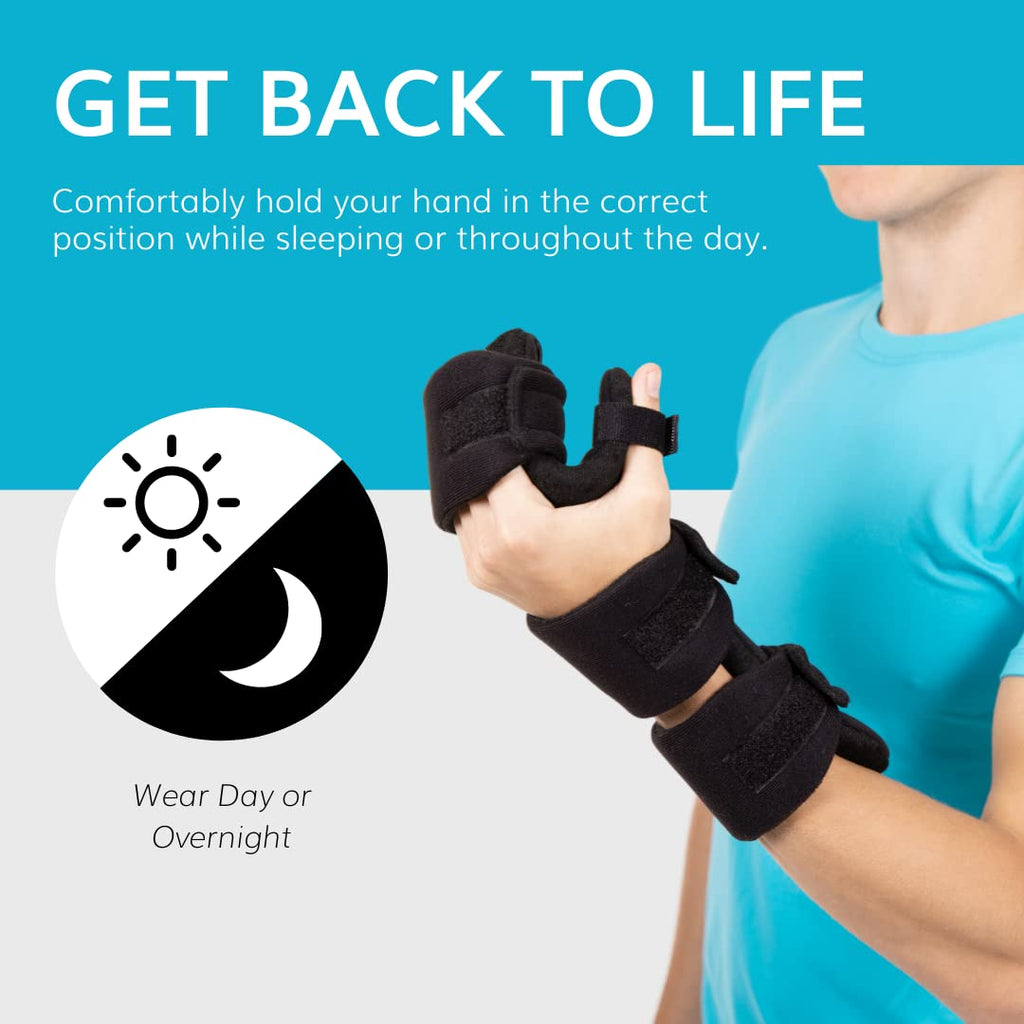 BraceAbility Soft Resting Hand Splint for Stroke Recovery, Carpal Tunnel, Wrist Support

