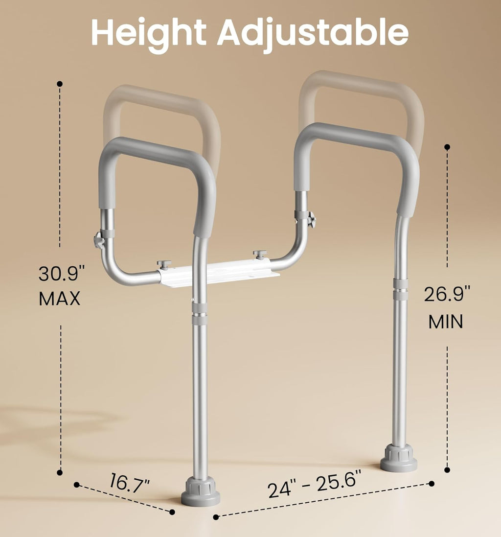 HOMLAND Adjustable Height Toilet Safety Rail with Handles, 350 lb Support Frame

