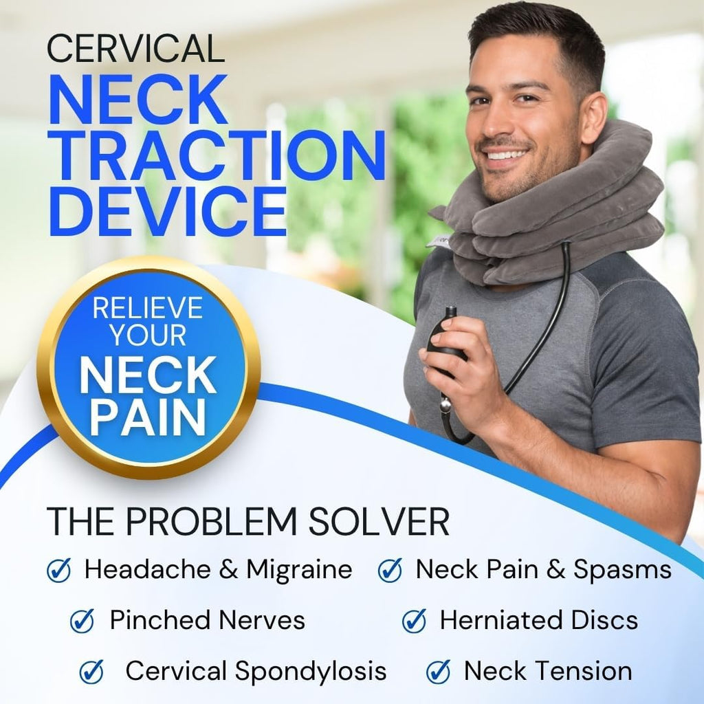 EverRelief Cervical Traction Device Inflatable Adjustable Neck Stretcher Pillow

