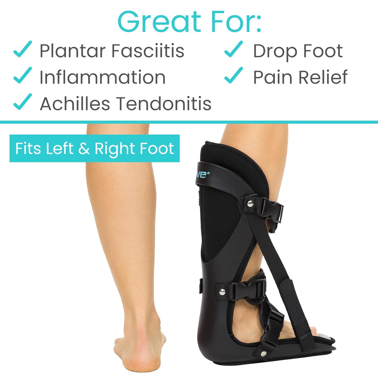 Vive Plantar Fasciitis Night Splint, Achilles Support Brace with Adjustable Straps

