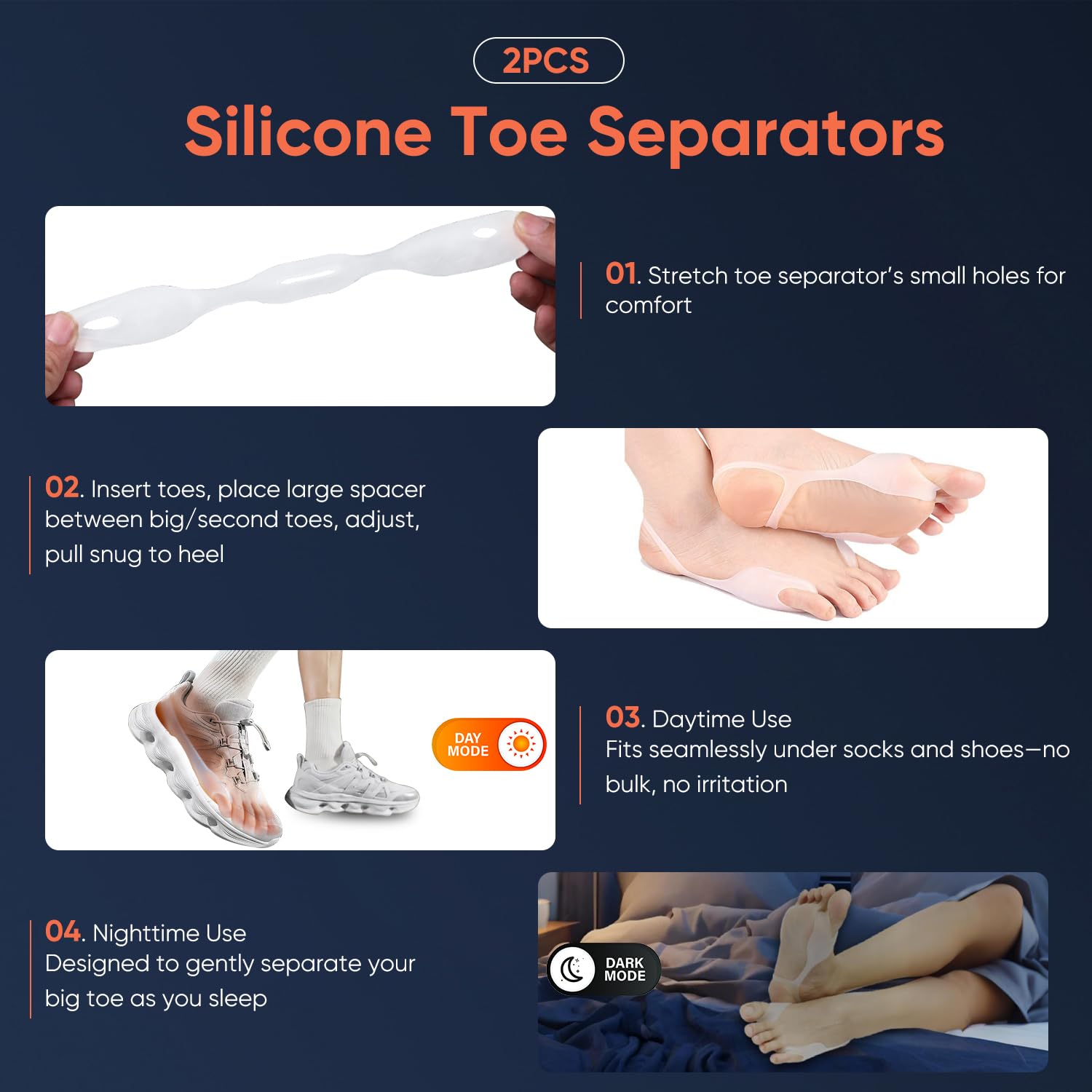Adjustable Bunion Corrector Splint with Silicone Pad for Hallux Valgus Relief

