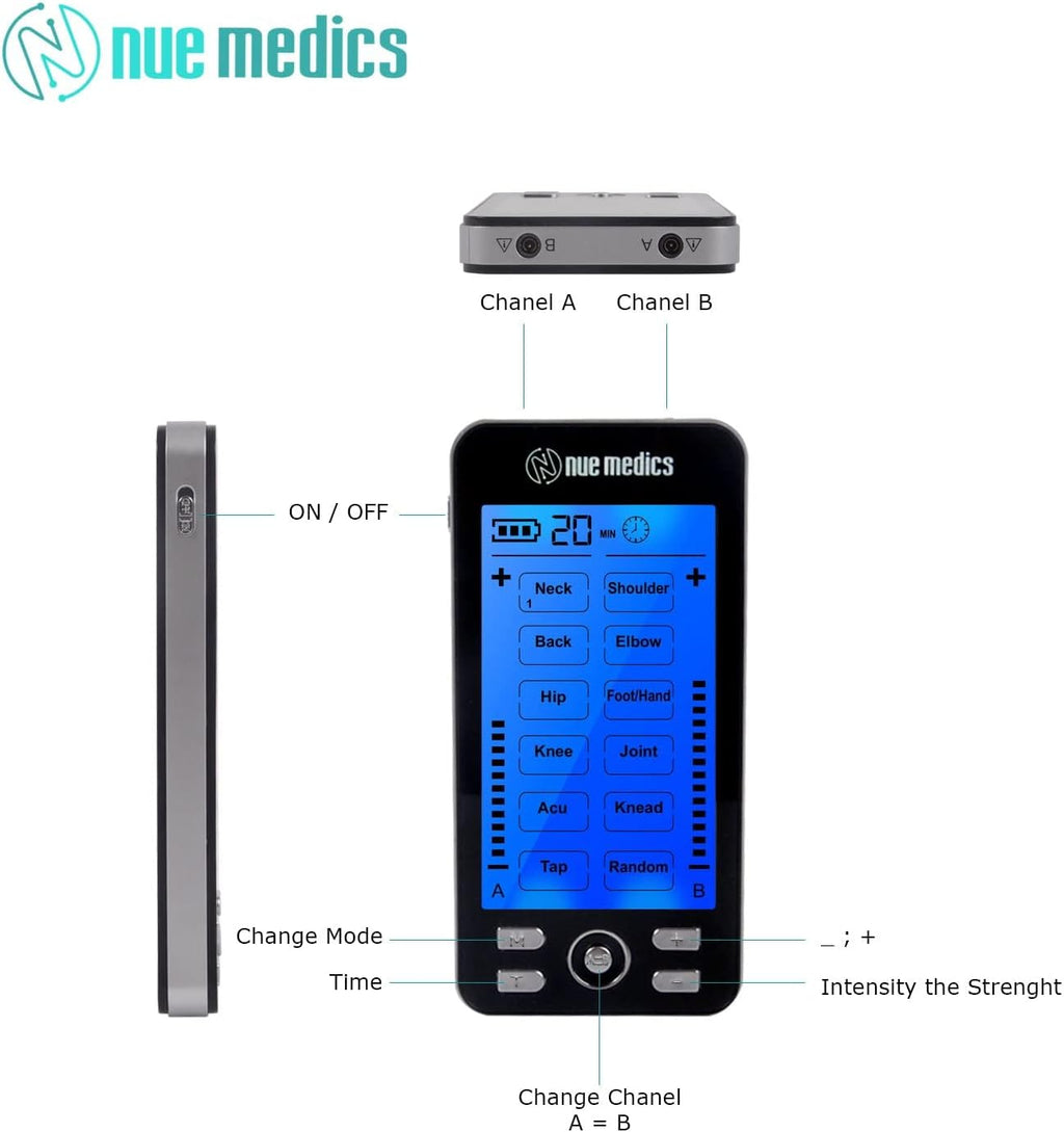 Rechargeable TENS & EMS Muscle Stimulator with Electrode Pads, Belt and Foot Slippers

