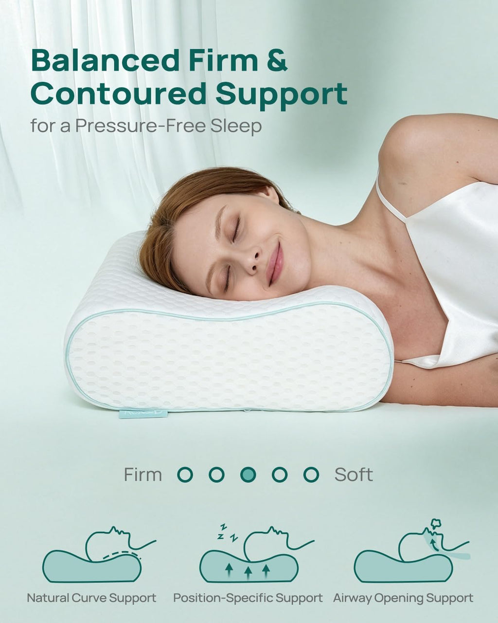 Releep Cervical Neck Pillow Adjustable Contour Cooling Memory Foam Ergonomic

