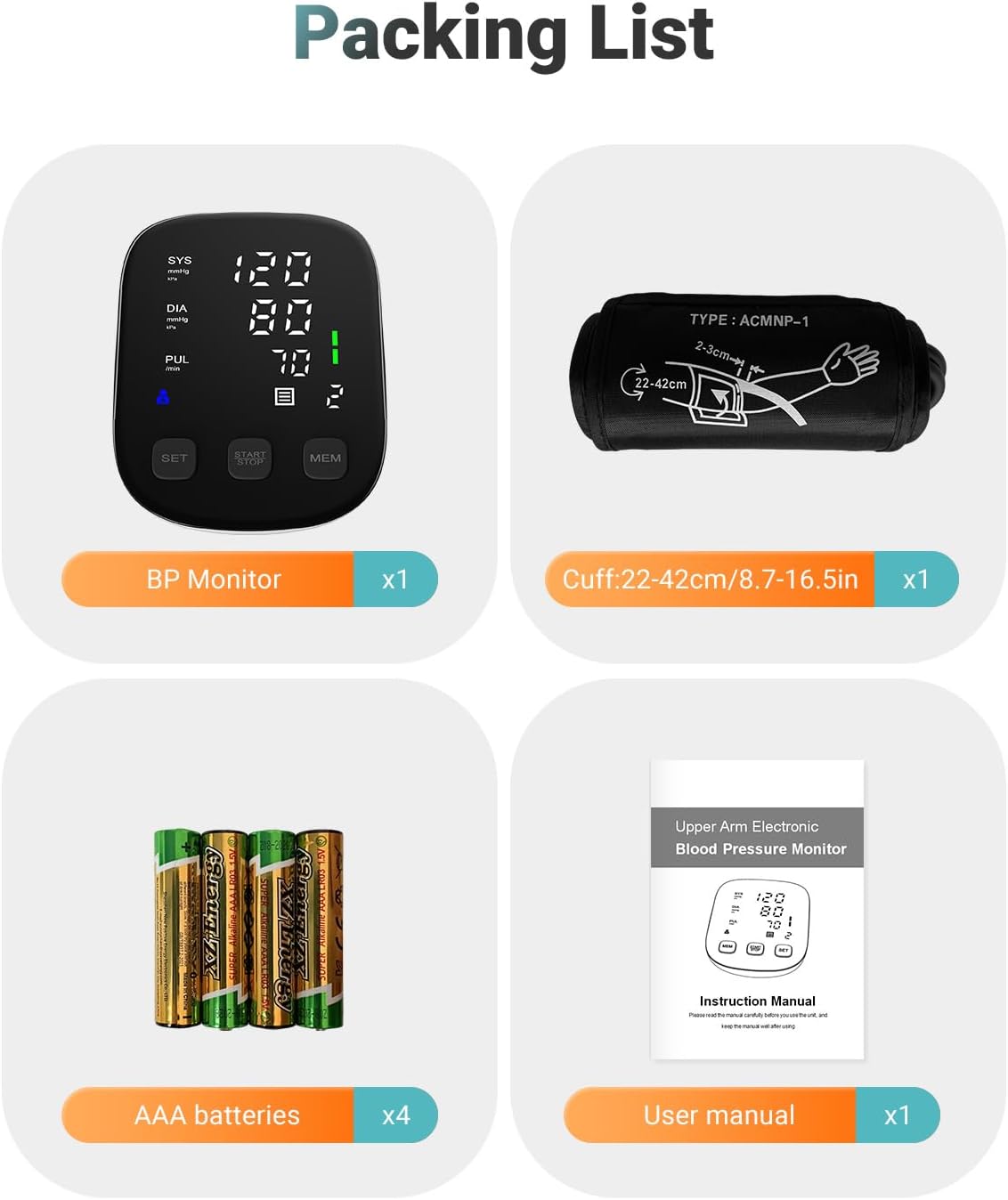HOLFENRY Upper Arm Blood Pressure Monitor with BP Cuff, Dual-User Memory

