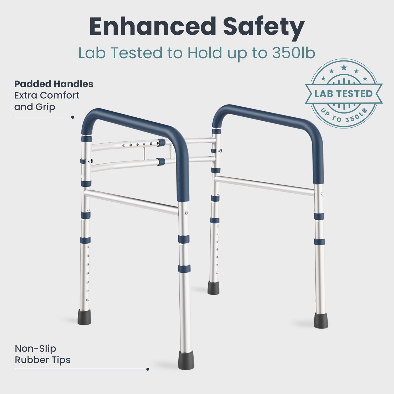 PELEGON Toilet Safety Rails 350 lb Adjustable Toilet Grab Bar Frame

