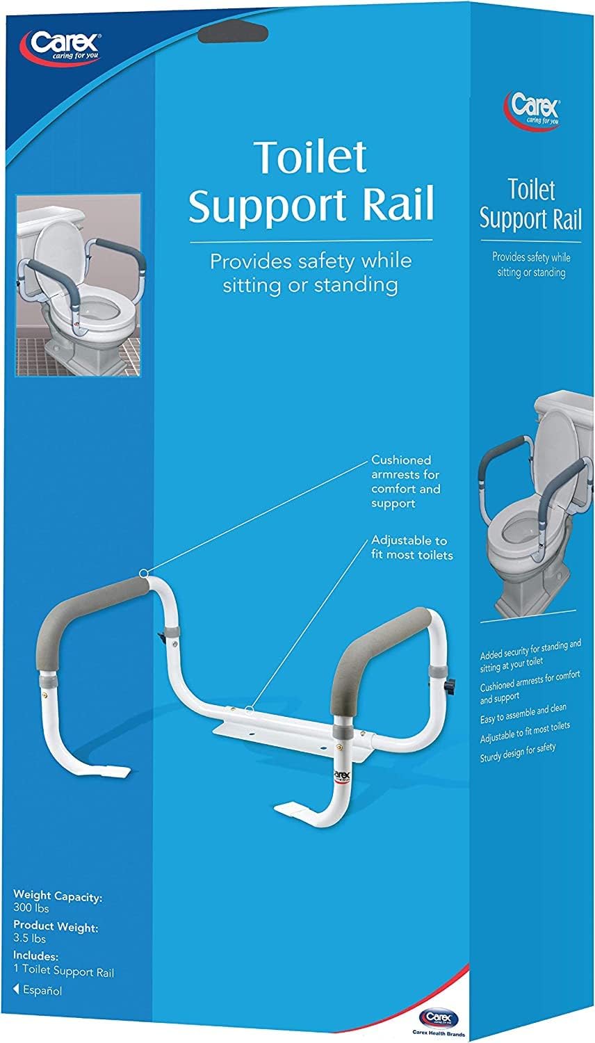Carex Toilet Safety Frame with Adjustable Width Toilet Safety Rails, 300 lb

