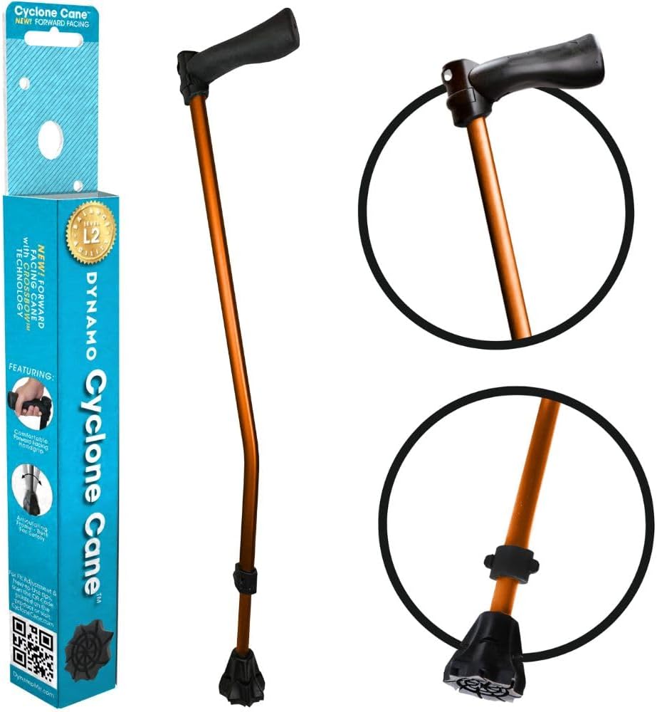 Dynamo Cyclone Adjustable Walking Cane with V-Tech Handgrip for Stability

