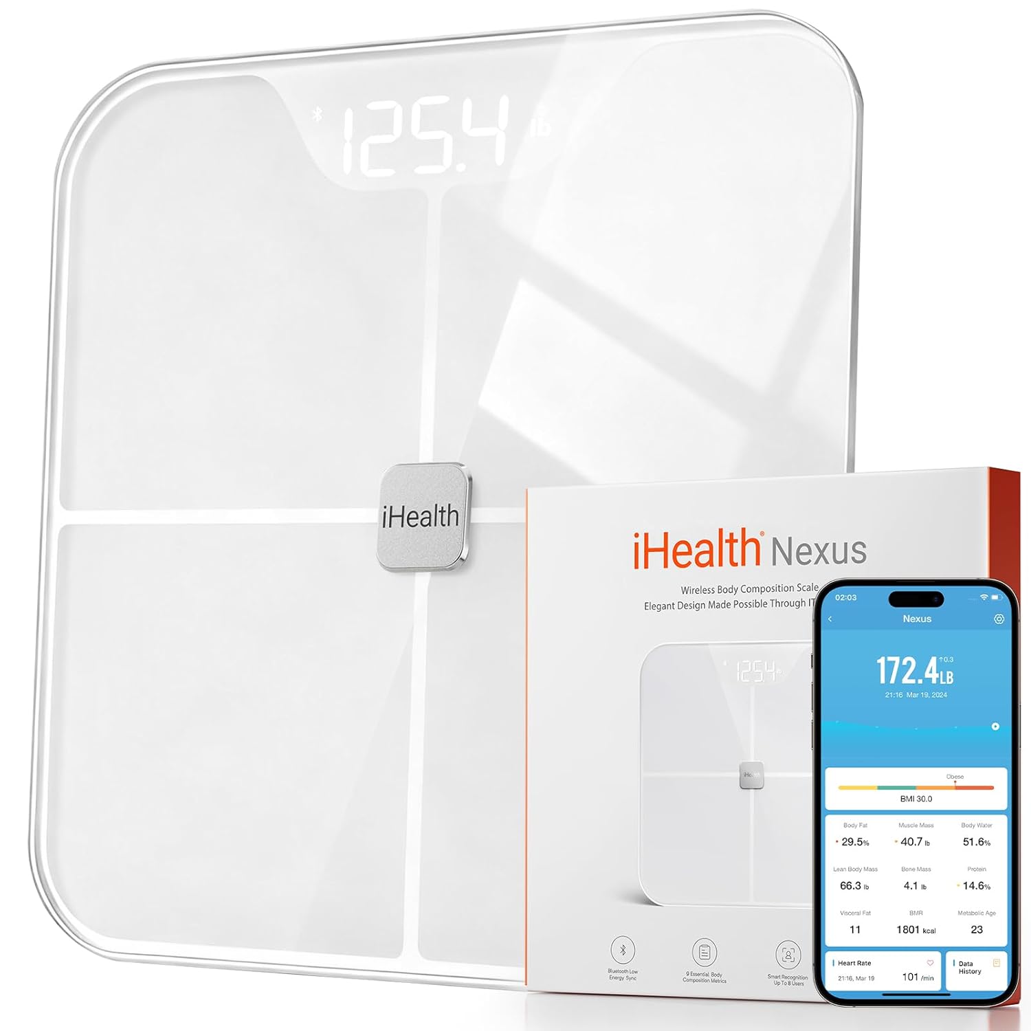 iHealth Nexus Smart Scale Bluetooth Body Composition Digital Bathroom Scale

