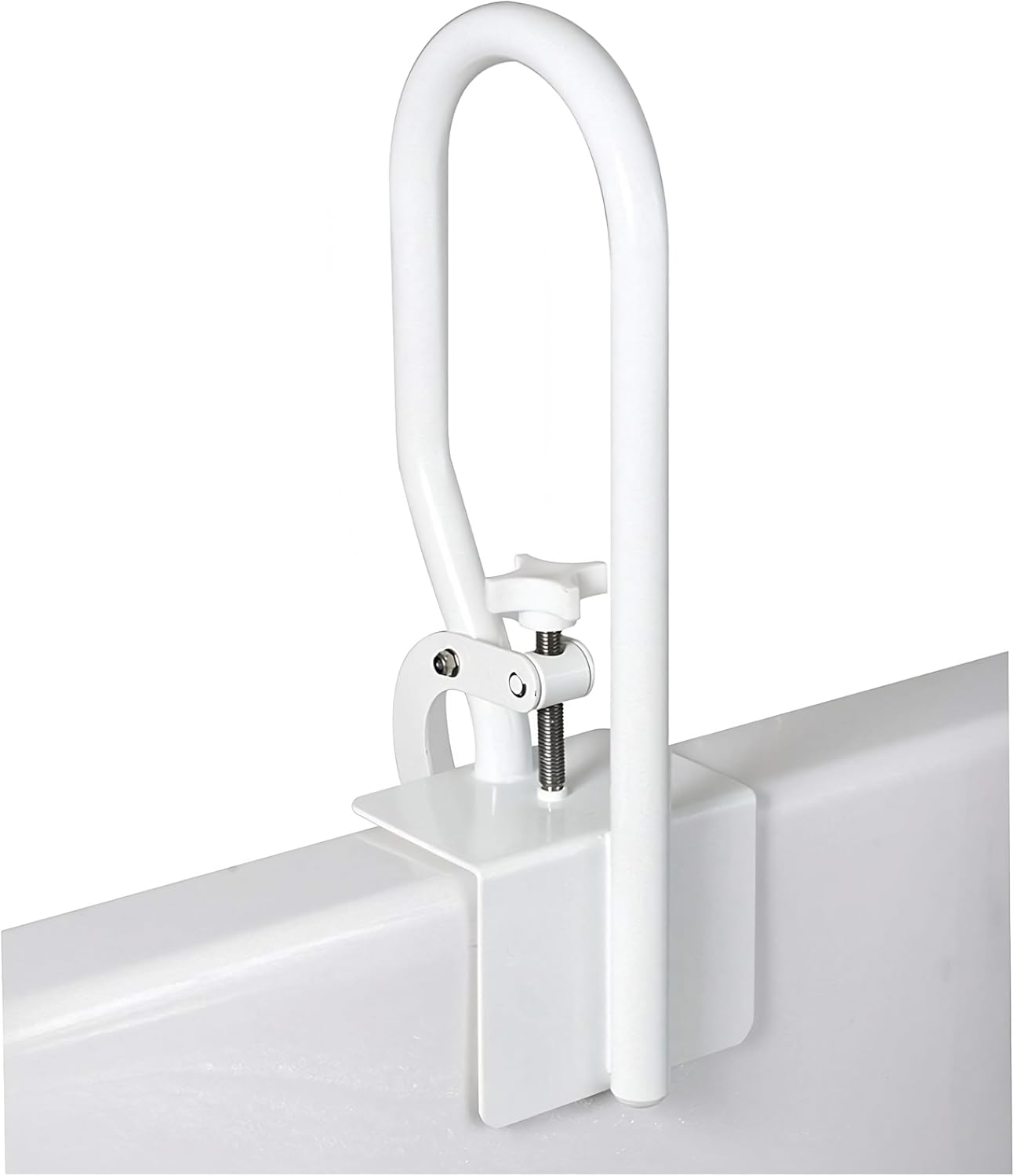 Carex White Bathtub Grab Bar Rail for Bathroom Tub Shower Clamp Handle Support

