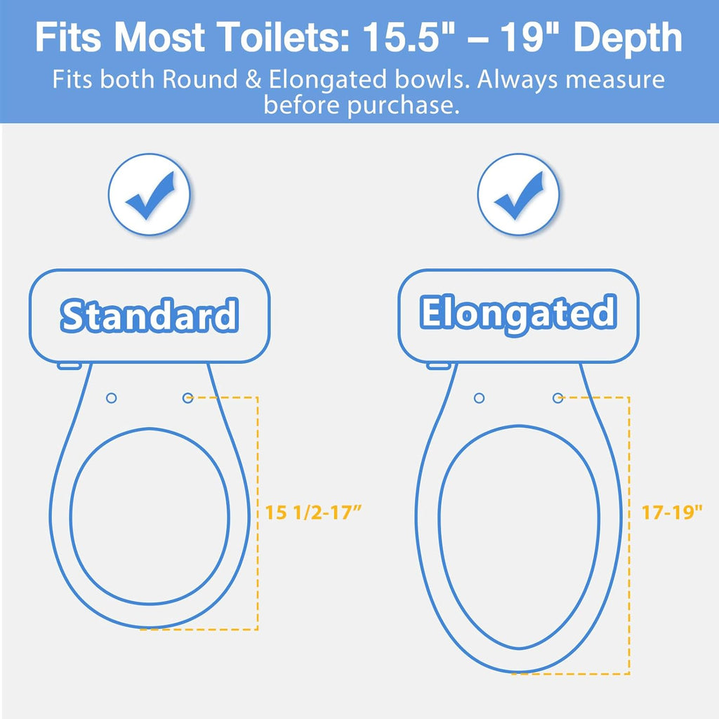 Soaids Raised Toilet Seat Riser with Handles, 3-Level Height Adjustable, 300 lb

