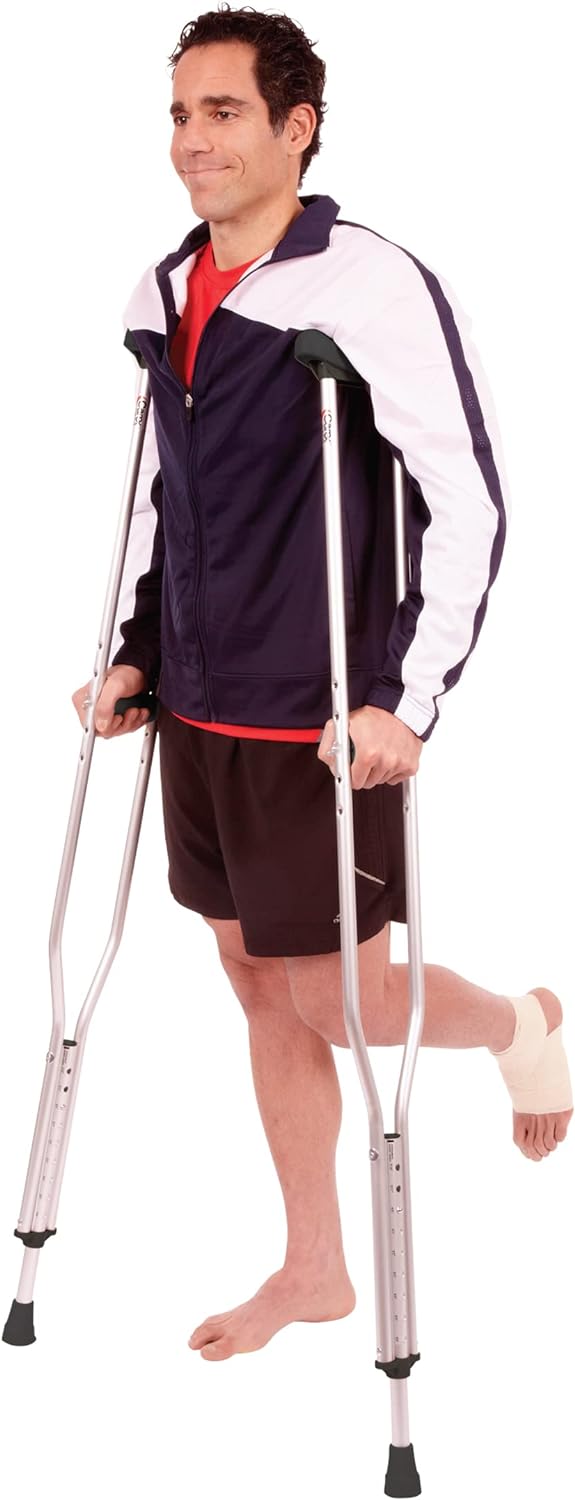 Carex Folding Aluminum Underarm Crutches for Adults, Adjustable Height, Pair


