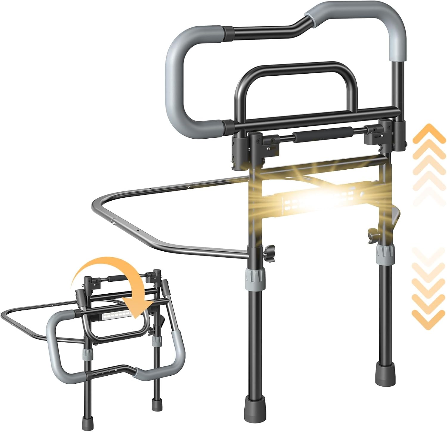 Bed Rails for Seniors, Foldable Bed Assist Rails with LED Night Light

