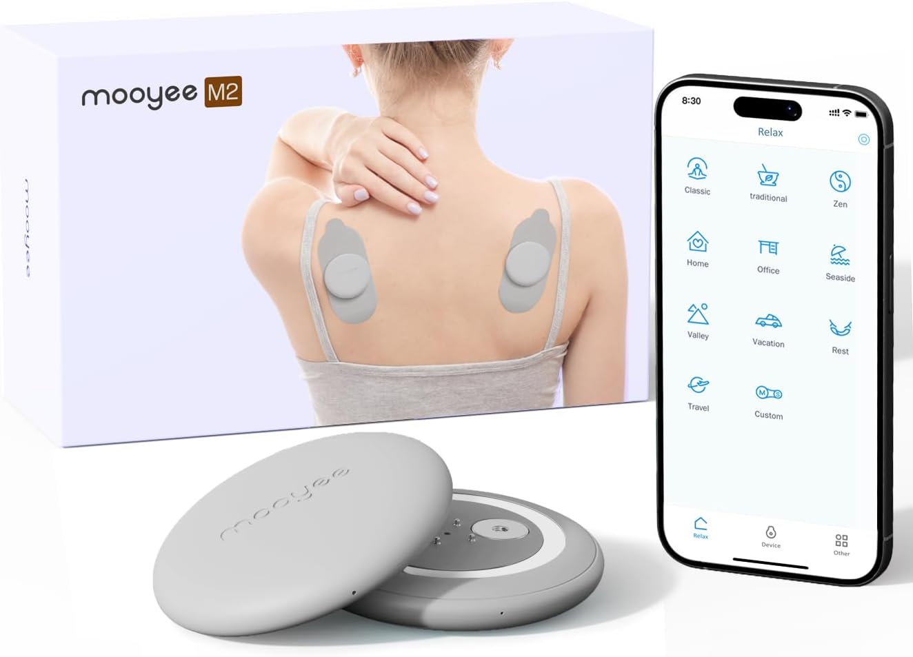 Mooyee Wireless TENS Unit with EMS Deep Tissue Muscle Stimulator, App Control

