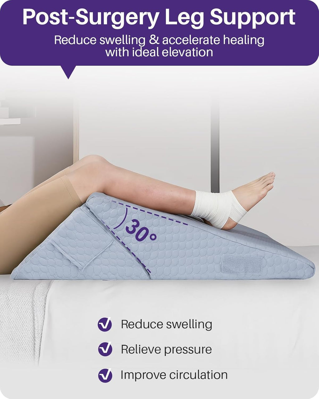 Kekoy Memory Foam Wedge Pillow for Acid Reflux, Sleep Apnea, Snoring, Back Pain

