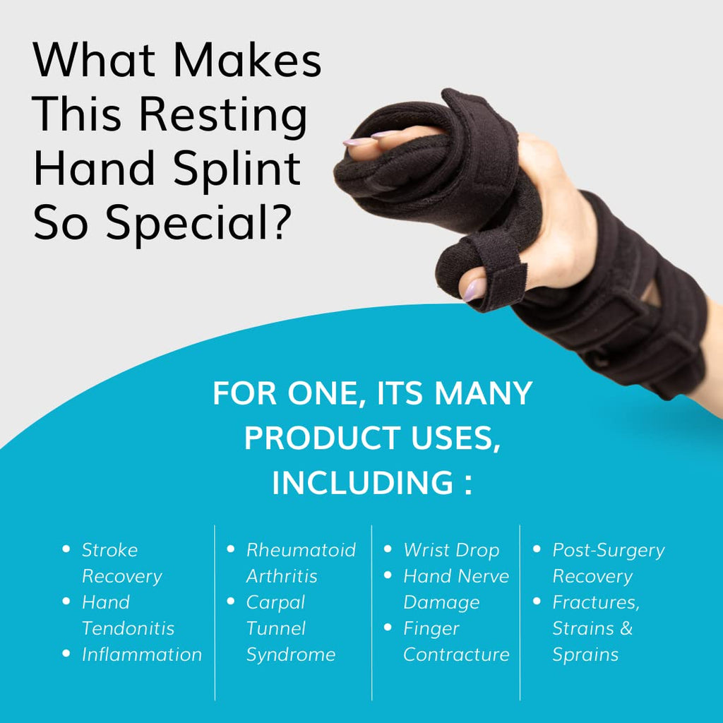 BraceAbility Soft Resting Hand Splint for Stroke Recovery, Carpal Tunnel, Wrist Support

