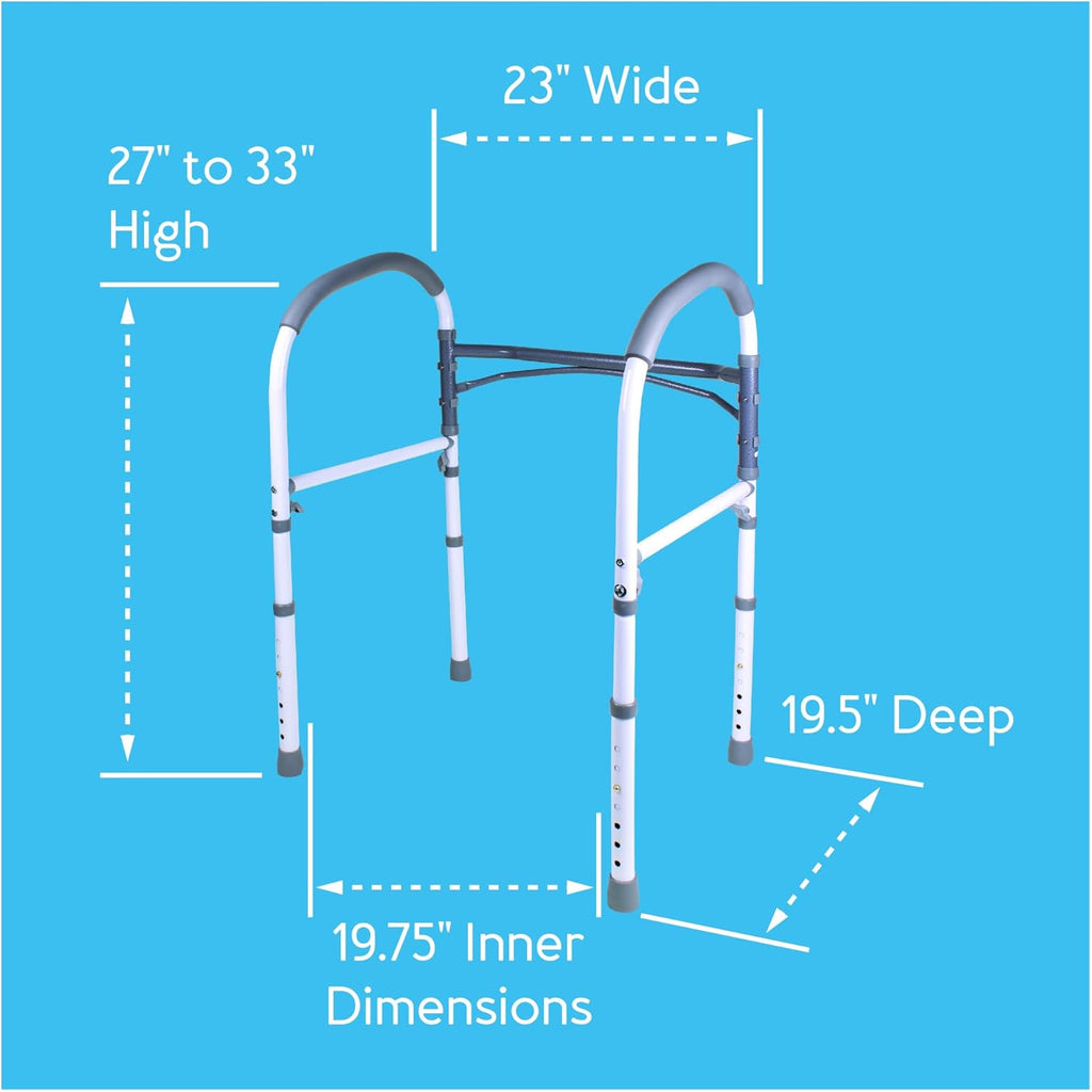 Carex Adjustable Toilet Safety Rail with Handles, Non-Slip Padded Grab Bar Frame

