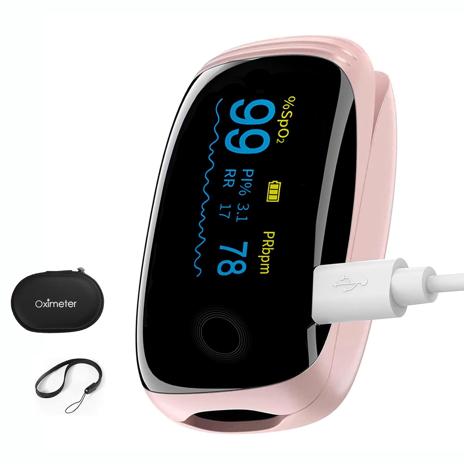 Rechargeable Fingertip Pulse Oximeter, SpO2 & Pulse Rate OLED Display

