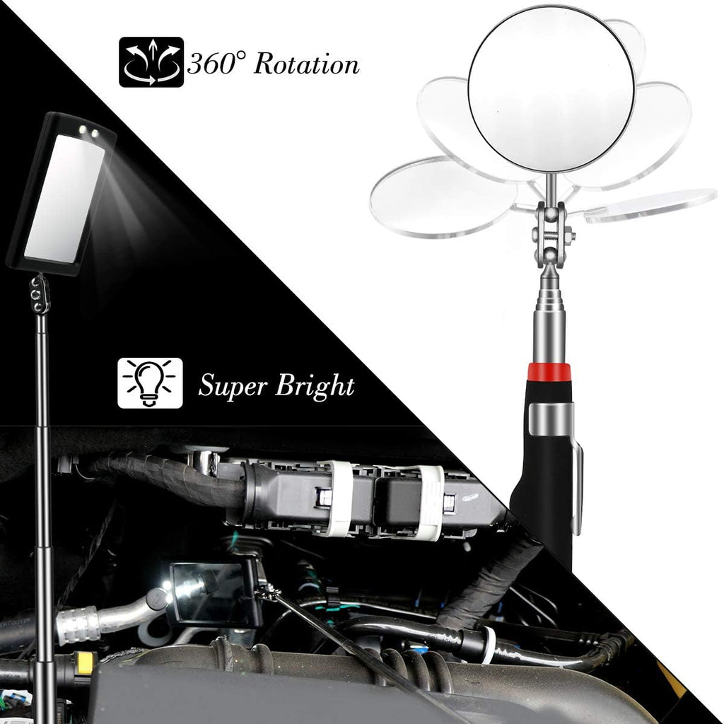 Magnetic Pickup Tool Kit with Telescoping LED Flashlight and Inspection Mirrors

