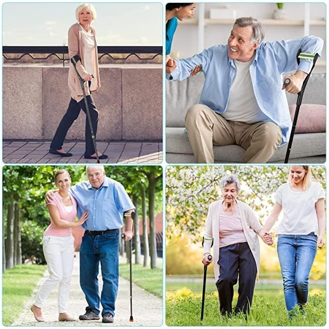 Adult Forearm Crutch with Cuff, Adjustable Folding Anti-Drop Walking Support

