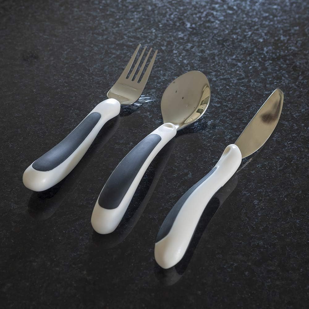 NRS Healthcare Kura Care Adult Easy Grip Cutlery Set, Stainless Steel

