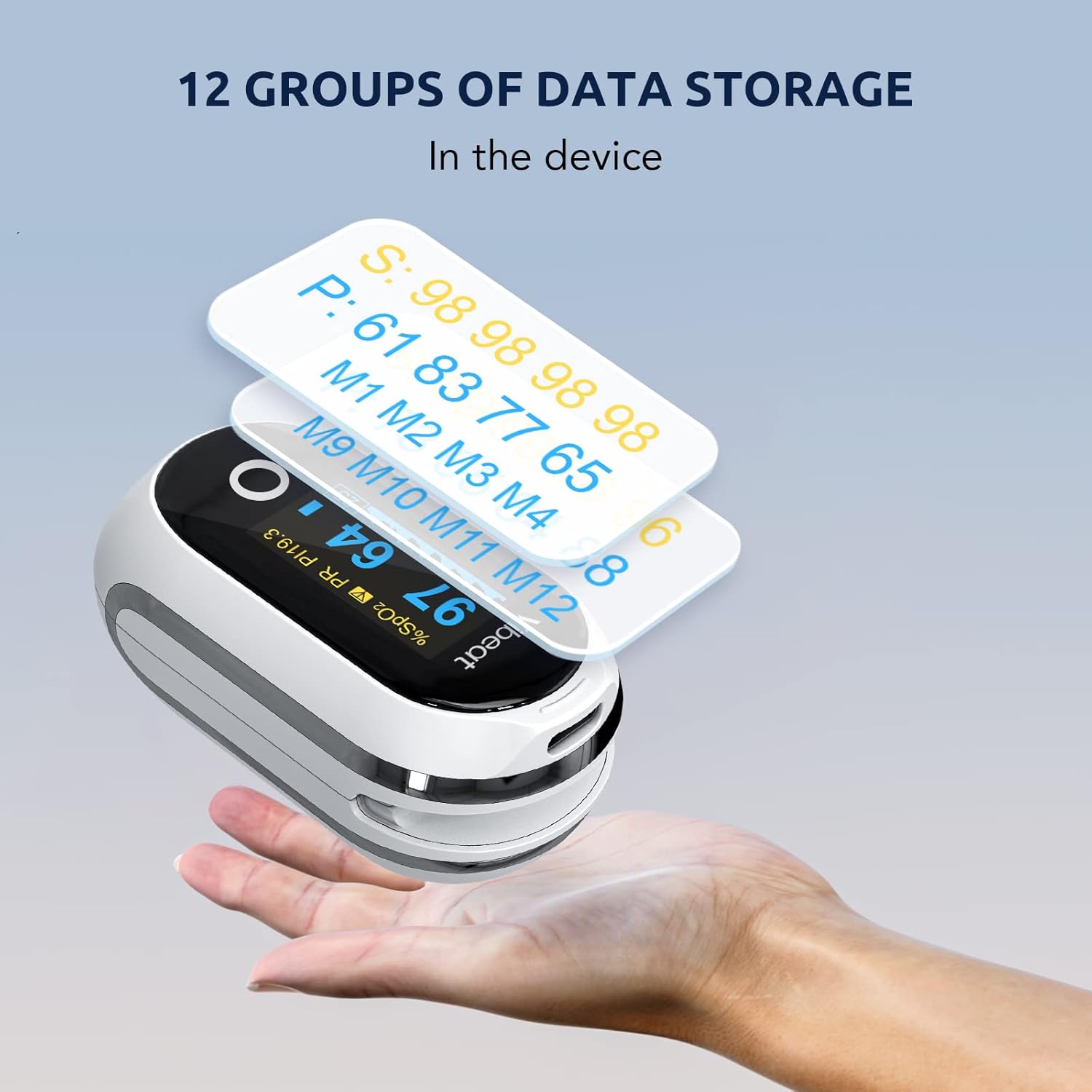 Vibeat Rechargeable Finger Pulse Oximeter with Bluetooth, OLED SpO2 & Pulse Monitor

