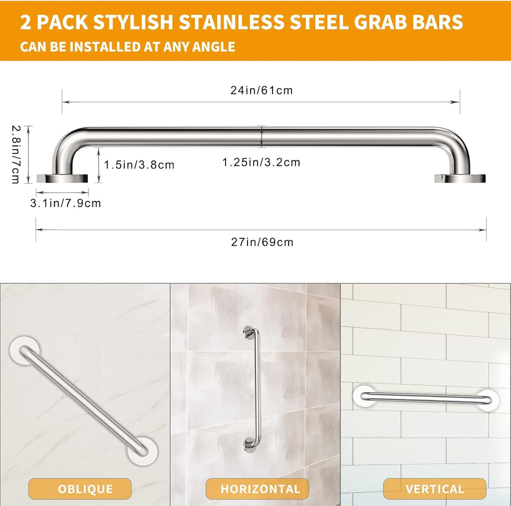 Lifeassist ADA Shower Grab Bars for Bathroom, 1.25 in Diameter, 500 lb Support

