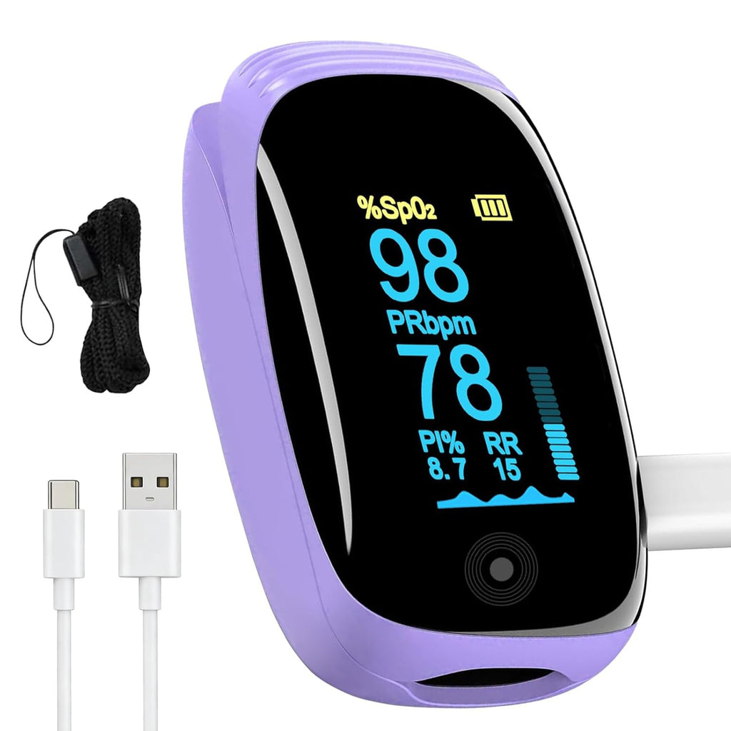 Rechargeable Fingertip Pulse Oximeter with SpO2, Pulse Rate and Respiration Monitor

