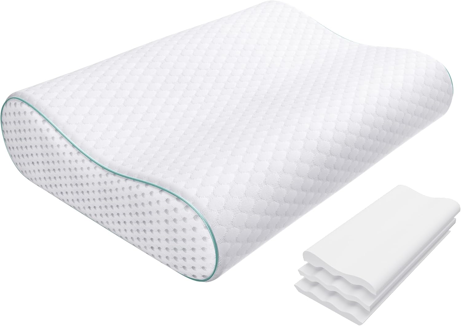 Releep Cervical Neck Pillow Adjustable Contour Cooling Memory Foam Ergonomic

