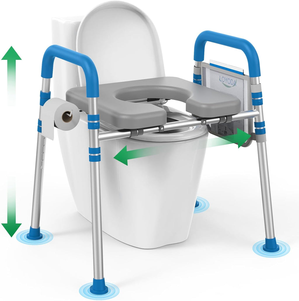 Loyoda Raised Toilet Seat with Handles, Padded Toilet Seat Riser for Seniors

