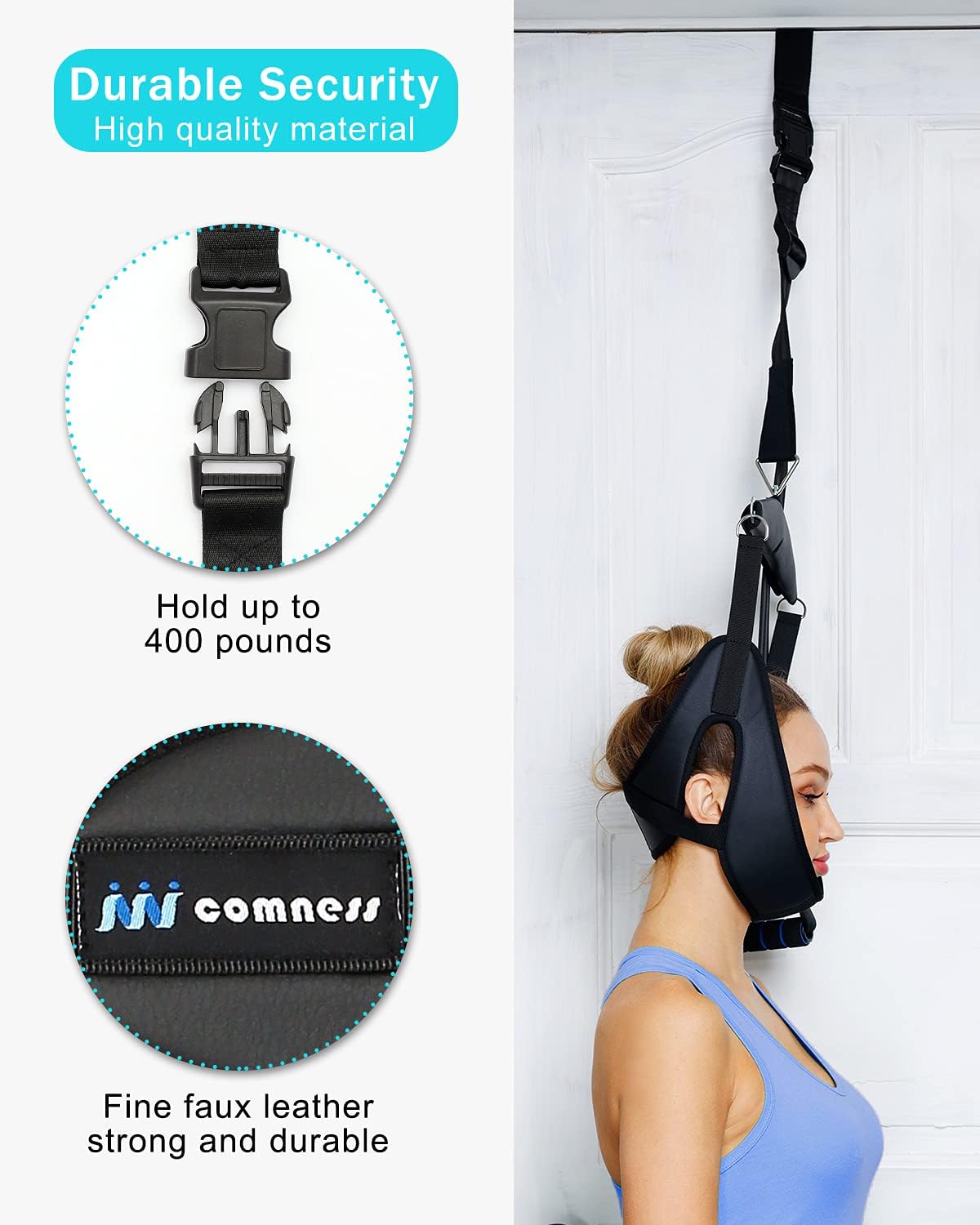 comness Cervical Neck Traction Device Over Door Portable Neck Stretcher Hammock

