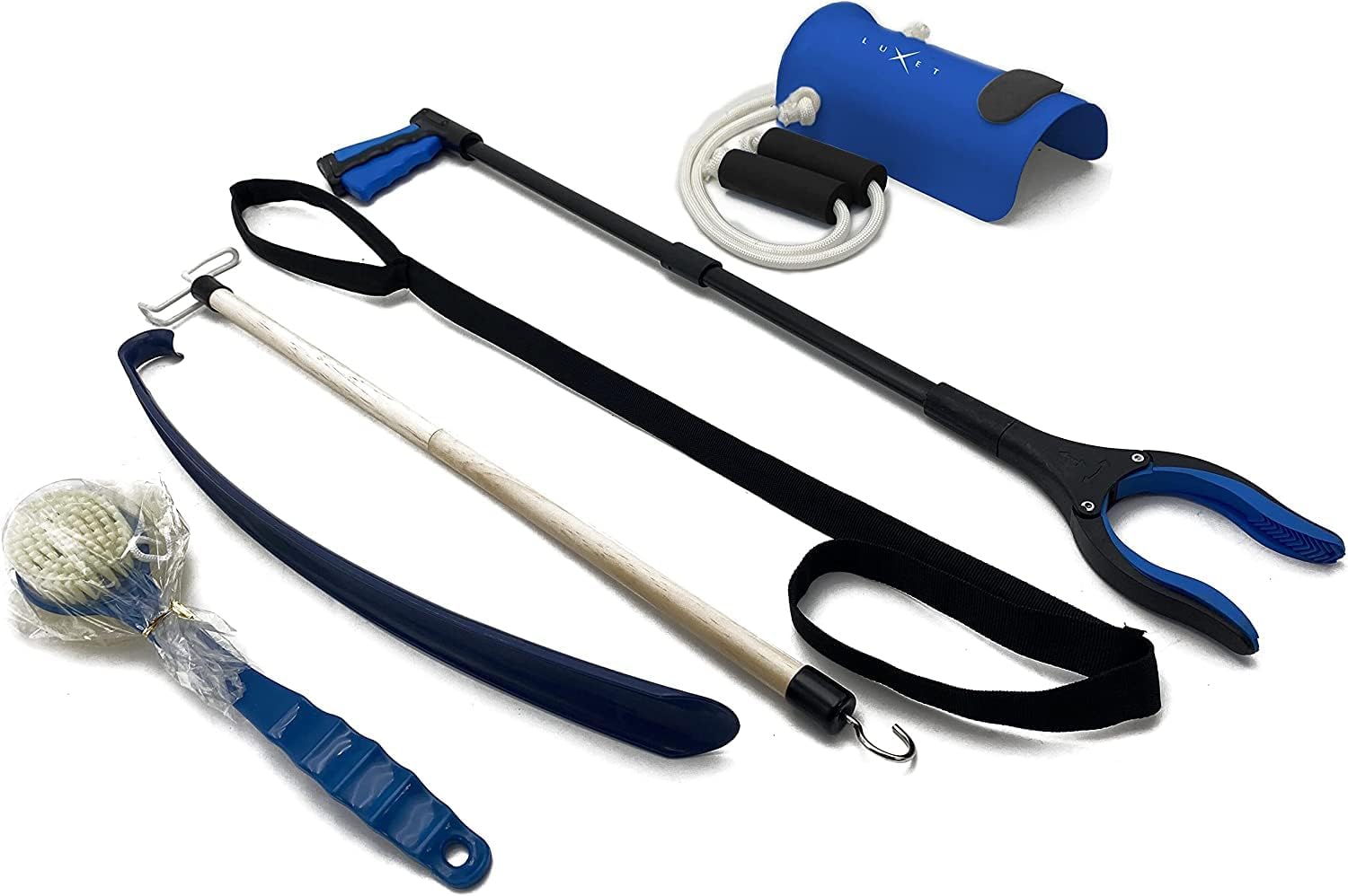 Luxet Recovery Aids Kit with Grabber Reacher, Sock Aid, Dressing Stick & Shoe Horn

