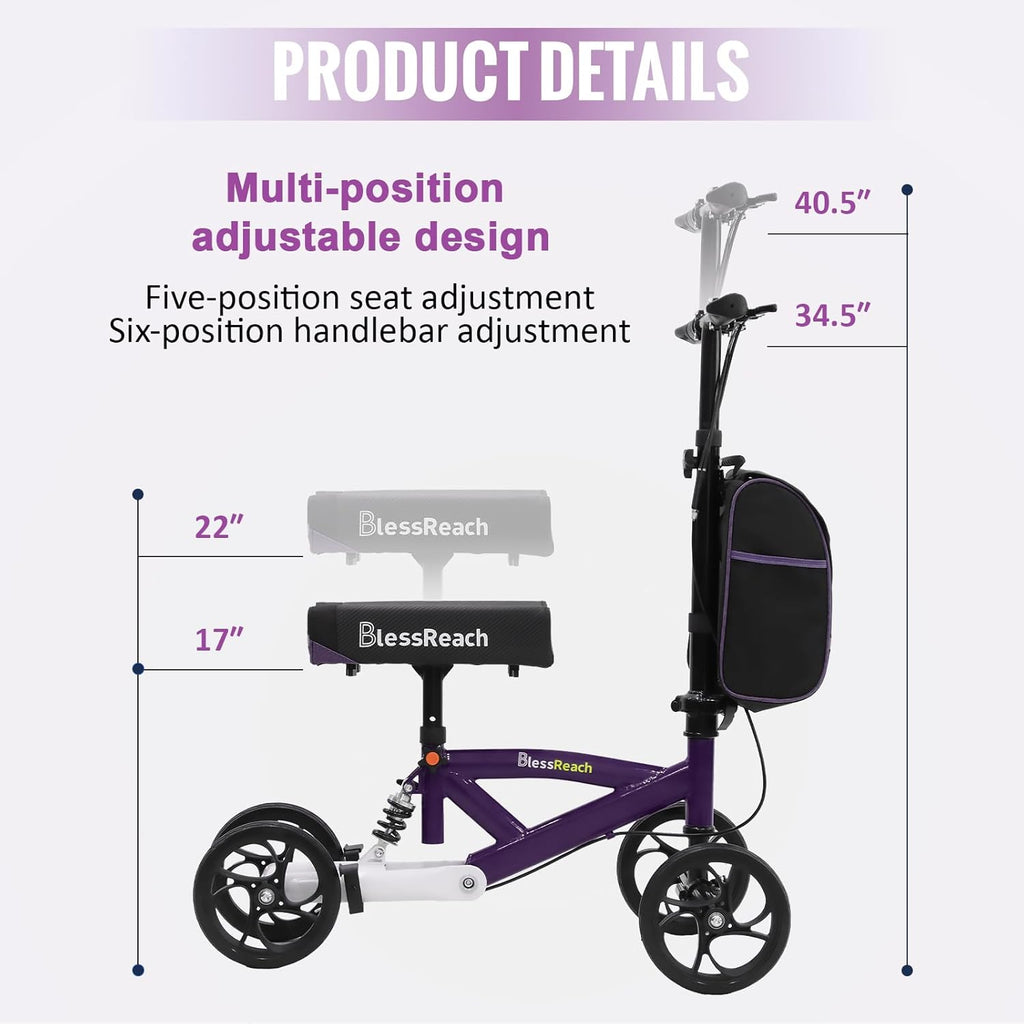 BlessReach Steerable Knee Walker Deluxe Medical Scooter for Foot and Ankle Injuries

