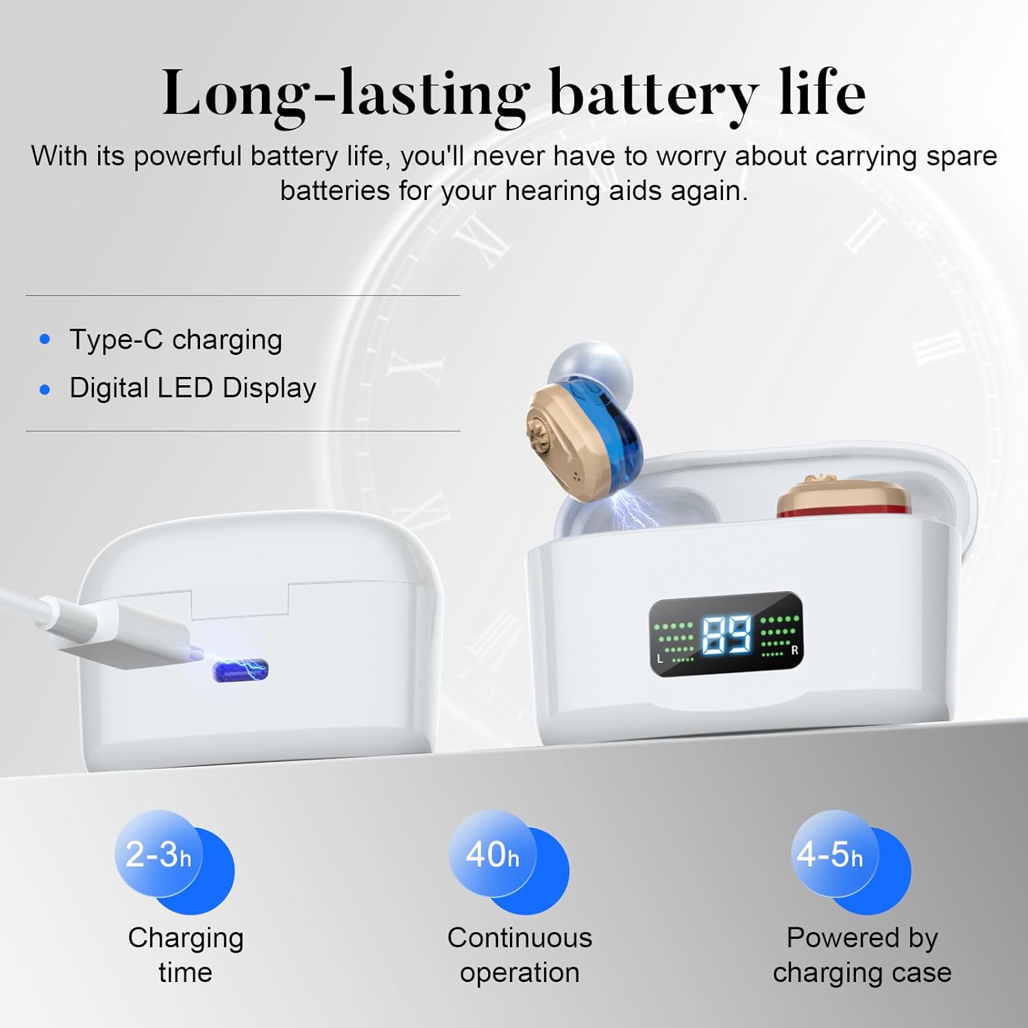 Rechargeable HD Digital Hearing Aids for Seniors with Noise Reduction and Charging Case

