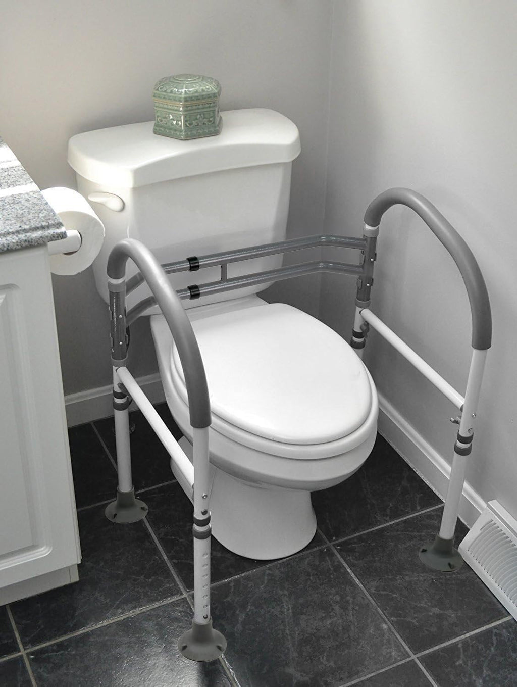 Vaunn Medical Toilet Safety Rail, Foldable Free-Standing Toilet Grab Bar, 300 lb

