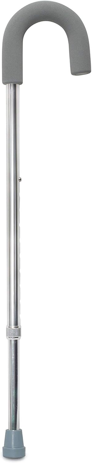 McKesson Aluminum Round Handle Height-Adjustable Cane with Foam Grip

