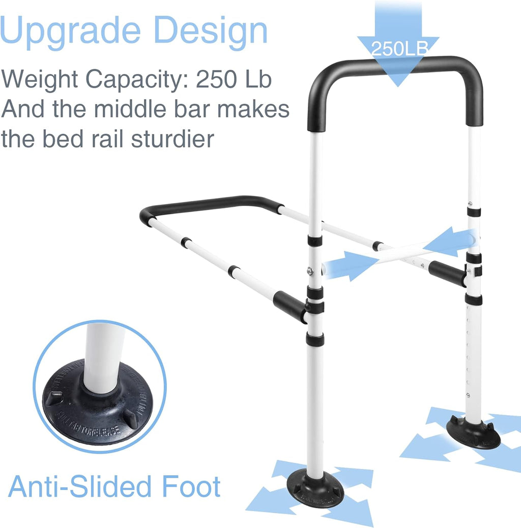 LandTale Adjustable Bed Assist Rail with Handle, Safety Grab Bar for Bed

