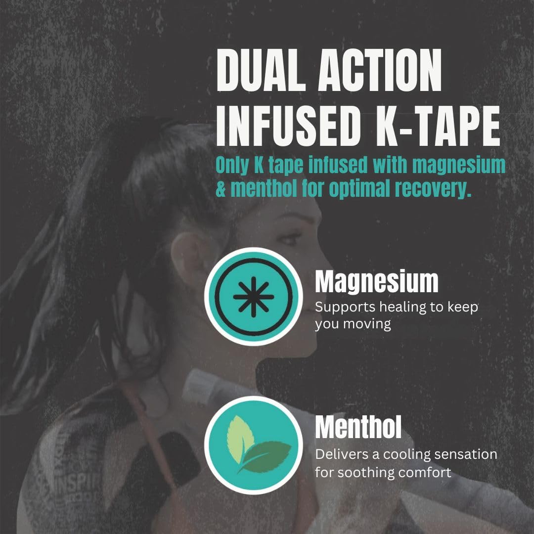Heali Kinesiology Tape with Magnesium and Menthol, Precut Muscle & Joint Relief, 20

